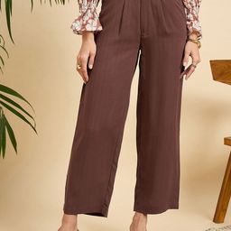 Mast & Harbour Women Classic High-Rise Pleated Trousers-image-86