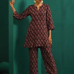 THE FAB FACTORY Women Ethnic Motifs Printed Regular Kurta With Trousers-picture-22