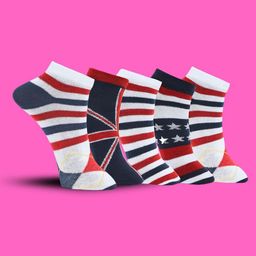 MJE Men Pack Of 5 Patterned Ankle Length Socks-image-75