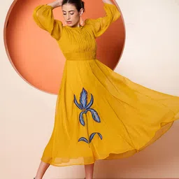 Antheaa Embroidered Self Design Fit & Flare Maxi Dress-picture-27