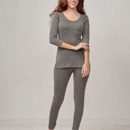 INFERNO Striped Ribbed Cotton Long Sleeves Thermal Set-image-79