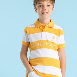 U.S. Polo Assn. Kids Boys Striped Polo Collar Applique T-shirt-picture-9