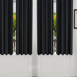 BELLA TRUE Black 4 Pieces Eyelet Fitted Window Curtains-image-34