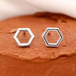 AMONROO 925 Sterling Silver Rhodium-Plated Geometric Studs-image-98