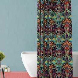 ArtzFolio Orange and Green Floral Printed Waterproof Shower Curtain-image-24