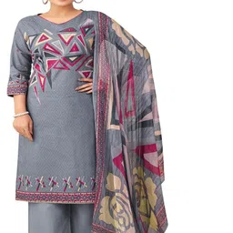 DRAVINAM Trends Embroidered Pure Cotton Unstitched Dress Material-picture-16