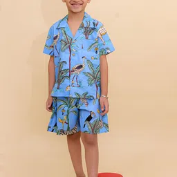 BownBee Boys Printed Short Sleeves Pure Cotton Shirt With Shorts-37