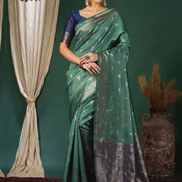 KALINI Ethnic Motifs Zari Banarasi Saree-image-45