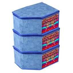 Kuber Industries Blue Set of 3 Regular Multi-Utility Organisers-49