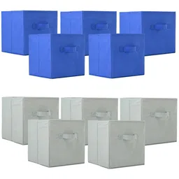 Kuber Industries Grey & Blue 10 Pieces Drawer Organisers-61
