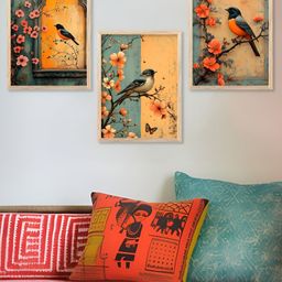 Kotart Brown & Grey 3 Pieces Wooden Floral Painting Wall Arts-picture-15