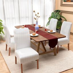 Kuber Industries Set Of 4 White Stretchable Chair Covers-picture-46