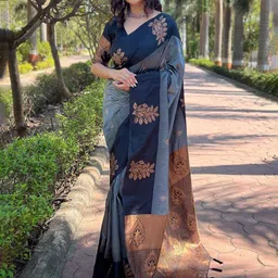 SANJANA SILK Woven Design Zari Silk Blend Kanjeevaram Saree-image-81