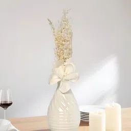 Myntra Elegant Homes White Potted Plant Porcelain Bottle Lily Reed Diffuser-25