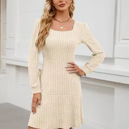 Outzidr Puff Sleeve A-Line Mini Dress-image-31