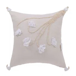 SH Creation and Handlooms 2-Pcs Off-White & White Self-Designed Pre-FilledCushions-58