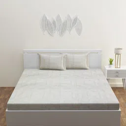 HAPPY HUES White & Cream-Coloured Ethnic Motifs 180 TC King Bedsheet with 2 Pillow Covers-image-62