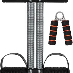 Combo Of Double Spring Tummy Trimmer With Foam Hand Gripper Fitness Accessory Kit Kit-24