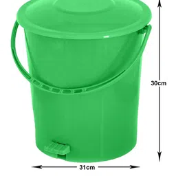 Kuber Industries Set Of 2 Green & Yellow Solid Dustbins image 5