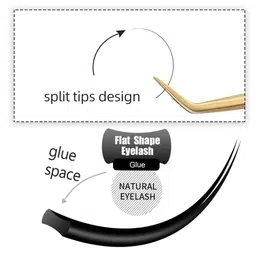NAGARAKU Black Flat Ellipse Split Tips Shaped 12 Rows False Eyelashes - Curl C - 0.20/8-15 image 4