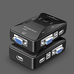 DooBuy 2 Port KVM Switch VGA USB Console 2 In 1 Out With Button Connects Printer Keyboard Mouse display device image 1