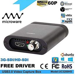 Microware HDMI USB 3.0 to SDI Video Capture Card for Windows, Linux, OS X (Mac) HD Loop Thru Game Dongle Grabber Device 1080P 60fps UVC Free Driver Box image 2