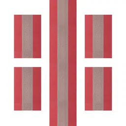UniKart Red & Brown 5 Pieces Striped Rectangle Table Linen Set image 5