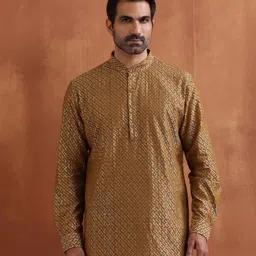 trueBrowns Geometric Woven Design Zari Dobby Kurta-image-121
