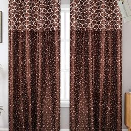 Winnsun Brown & White Set of 2 Geometric Door Curtain-image-107