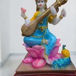 SANKALAN CREATIONS Blue & White Lord Sarswati Idol Showpiece-image-85