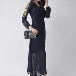 KASSUALLY Women V-Neck Puff Sleeves Embroidered Maxi Dress-image-70