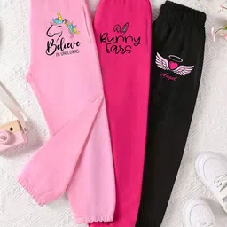 YK X Trampoline Girls Pack Of 3 Printed Cotton Joggers-image-52