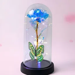 DeoDap Cylinder Rose With Butterfly In Transparent Table Lamp-35