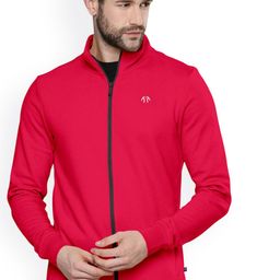 Triptee Men Stand Collar Solid Cotton Sporty Jacket-image-68