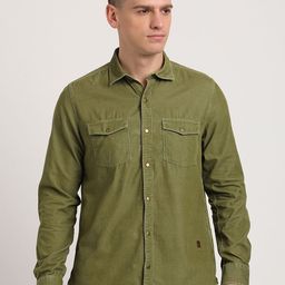 Turtle Men Relaxed Spread Collar Solid Cotton Slim Fit Pure Cotton Casual Shirt-picture-12