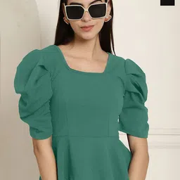 Metronaut Pack Of 2 Solid Puff Sleeve Peplum Top-picture-19