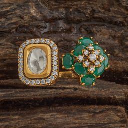 Kushal's Fashion Jewellery Mint Victorian-Plated Ethnic Kundan Finger Ring-22