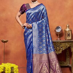 KALINI Ethnic Motifs Woven Design Zari Banarasi Saree-image-84