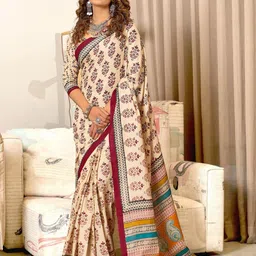 Panzora Ajrak Printed Block Block Print Saree-2