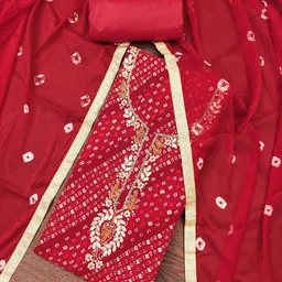 KALINI Bandhani Printed Beads And Stones Unstitched Dress Material-image-28