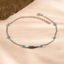 Voylla Silver-Plated Boho Tribe Feathers Of Freedom Oxidised Anklet-24