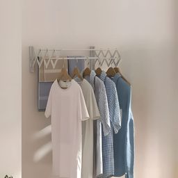 RUBOXA Silver-Toned Wall Mounted Foldable Steel Rods Cloth Drying Stand-picture-31