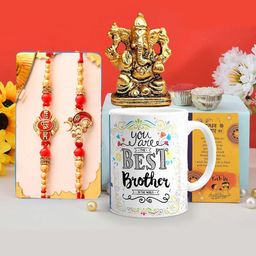 CraftVatika 6-Pcs Rakhi With Showpiece & Mug Tilak With GreetingCard-image-31