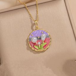 V FASHION JEWELLERY Gold-Plated Floral Pendants with Chains-image-31