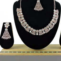 VATSALYA creation Rose Gold-Plated Artificial Stone Studded Jewellery Set-37