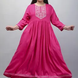 Swasti Pink Viscose Rayon Dresses-picture-15