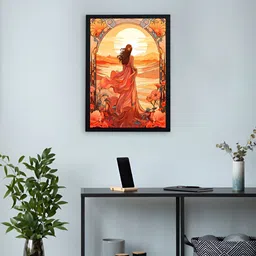 Giftii Orange & Grey Printed Wooden Framed Wall Art-16
