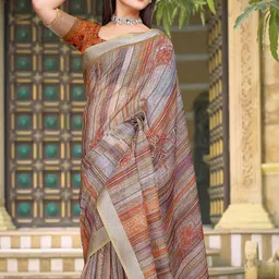Anouk Floral Linen Blend Saree-picture-32