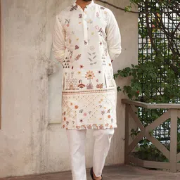Jompers Men Floral Embroidered Kurta with Pyjama-picture-52