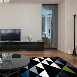 Sapana Carpet-Mats Black Geometric Polypropylene Carpet-24